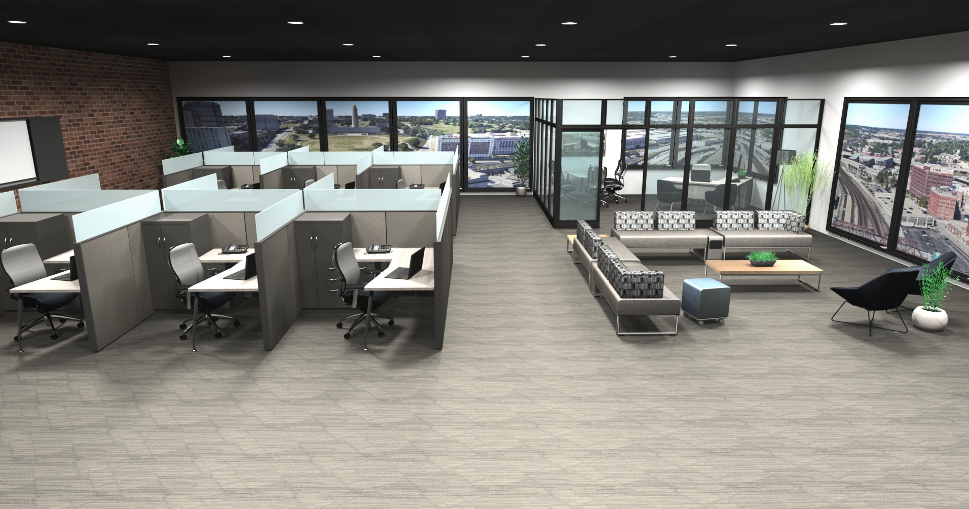 Stylish office with cubicles